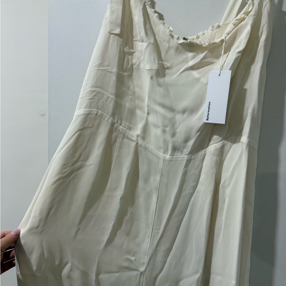 Reformation Ivory Wide-Leg Jumpsuit 🤍 | Sweetheart Neckline – Size 12 - Picture 14 of 16